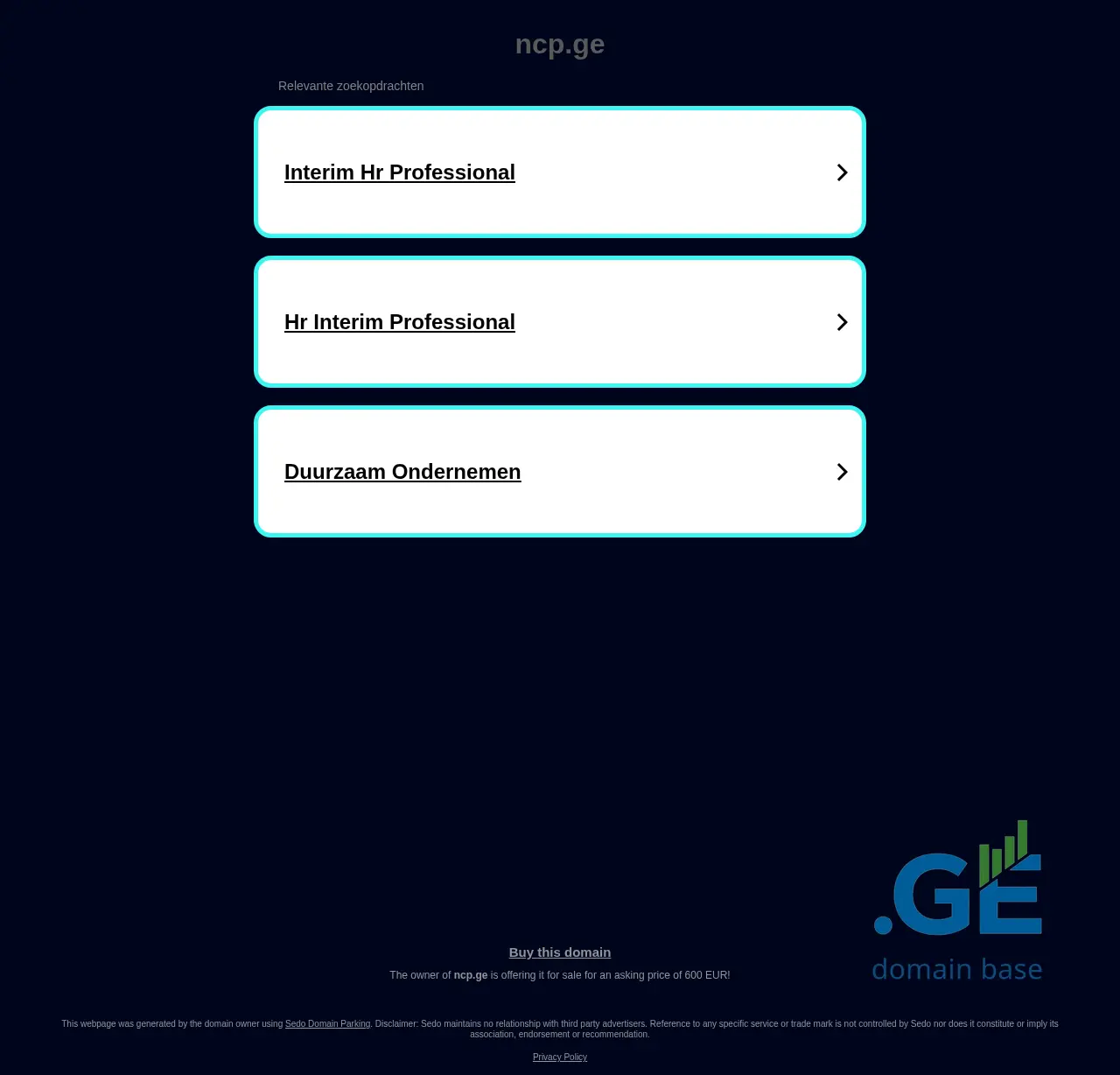 Screenshot of the site ncp.ge