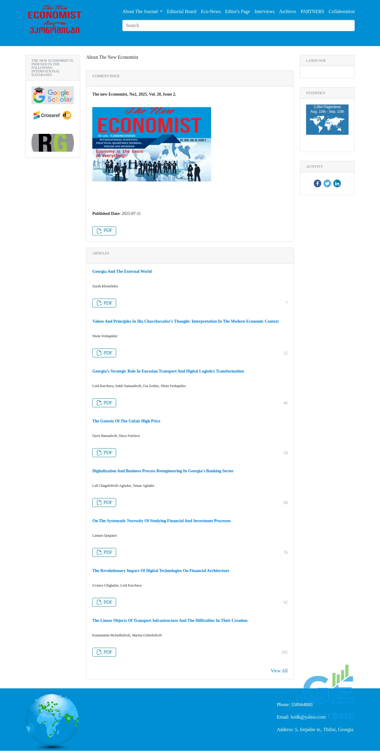 Screenshot of the site neweconomist.com.ge