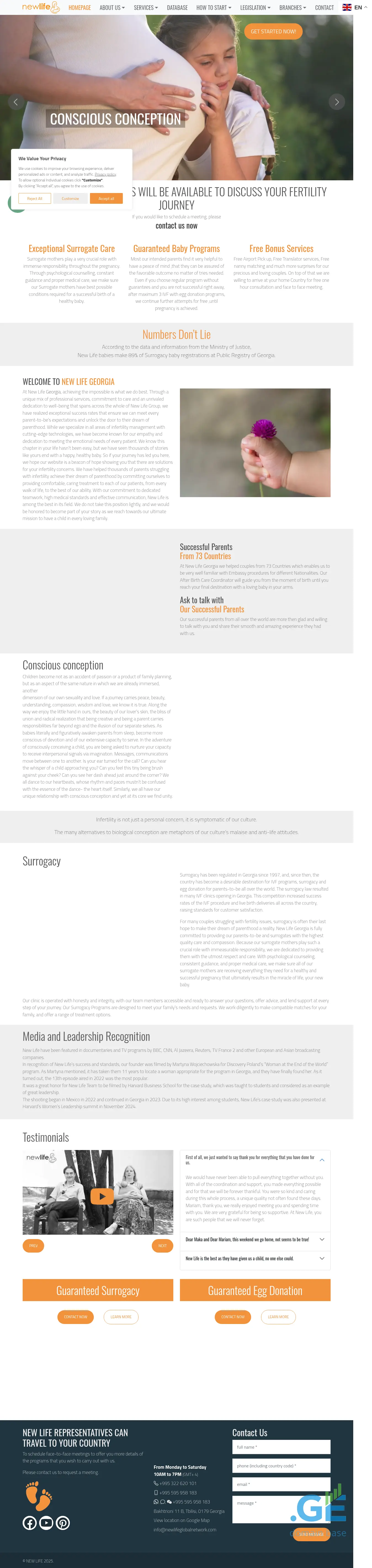 Screenshot of the site newlifegeorgia.ge