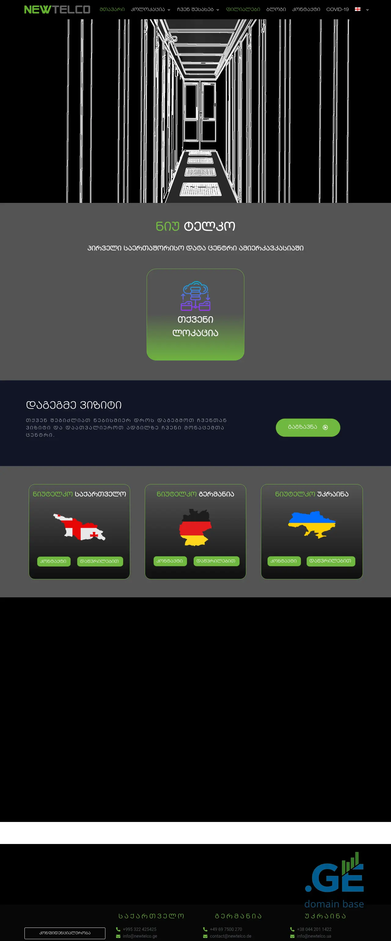 Screenshot of the site newtelco.ge