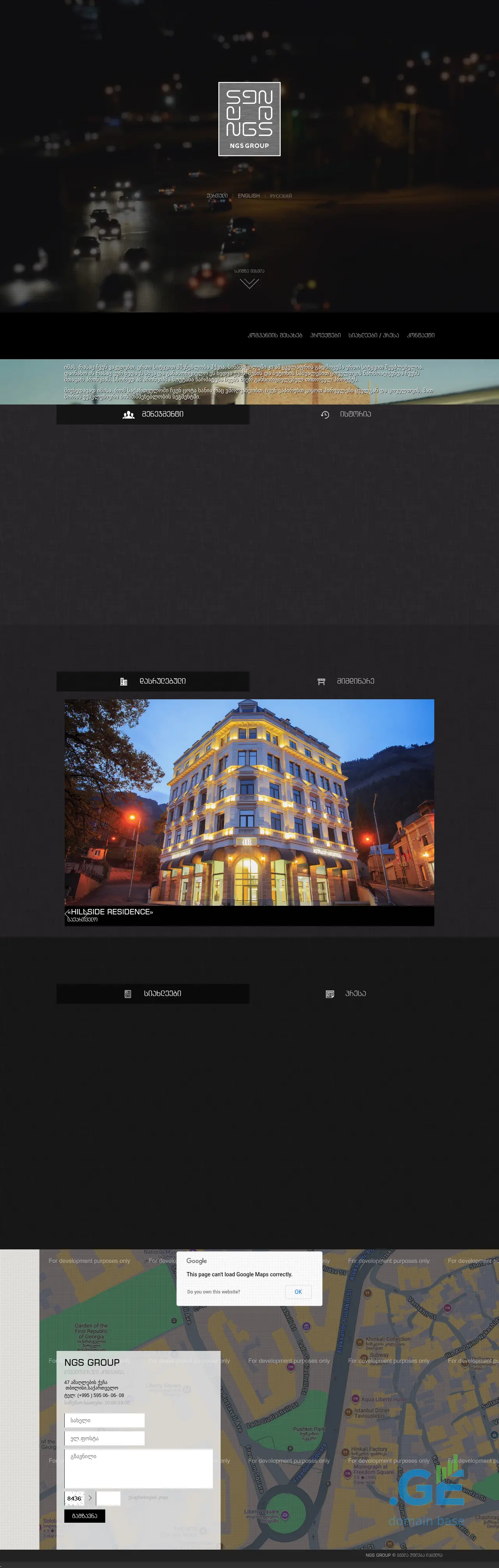 Screenshot of the site ngs.ge