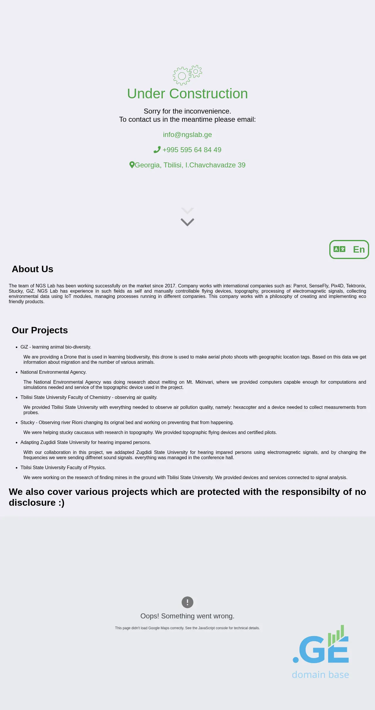 Screenshot of the site ngslab.ge