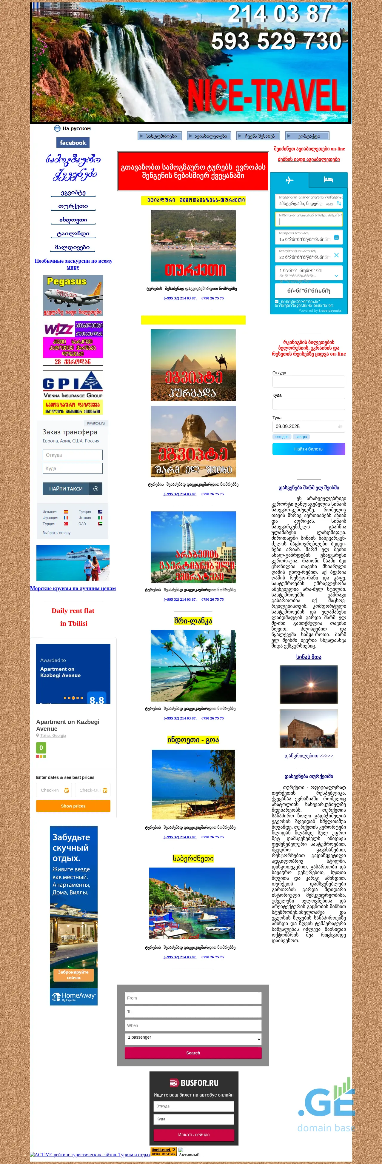 Screenshot of the site nicetravel.ge