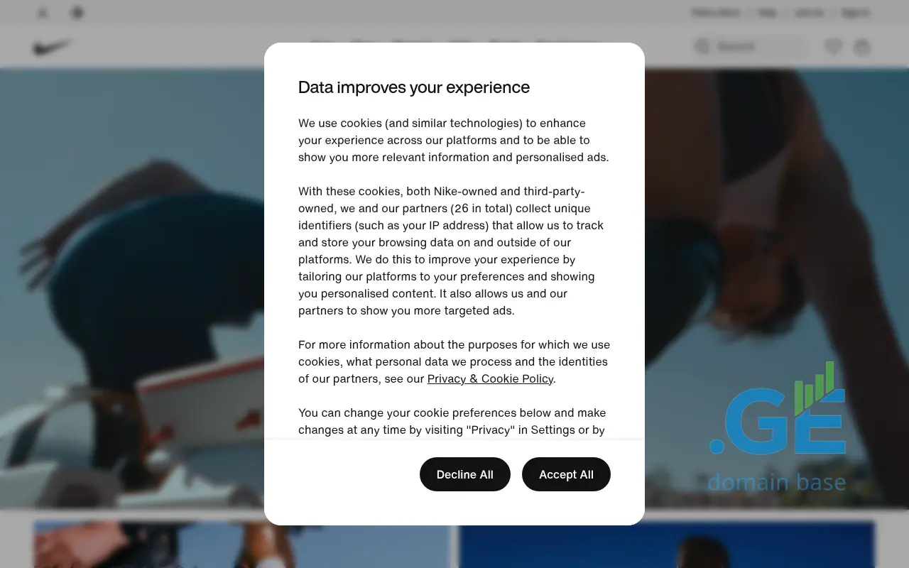 Screenshot of the site nike.com.ge