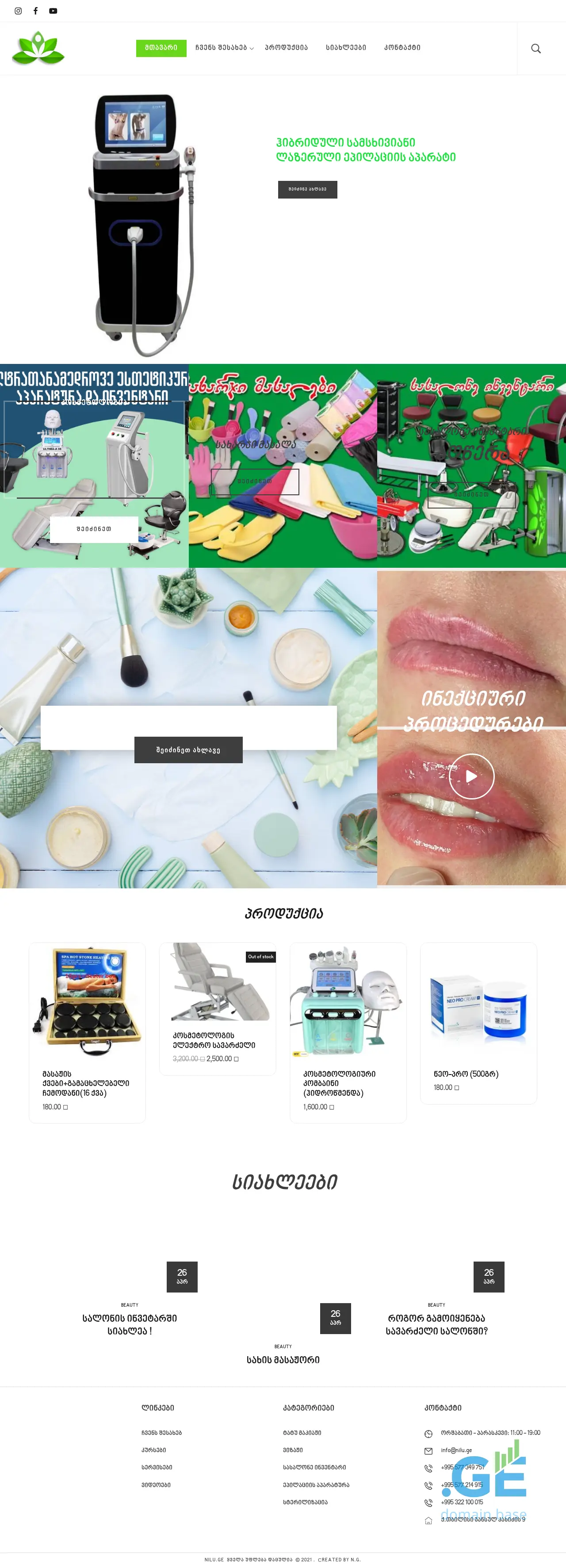 Screenshot of the site nilu.ge