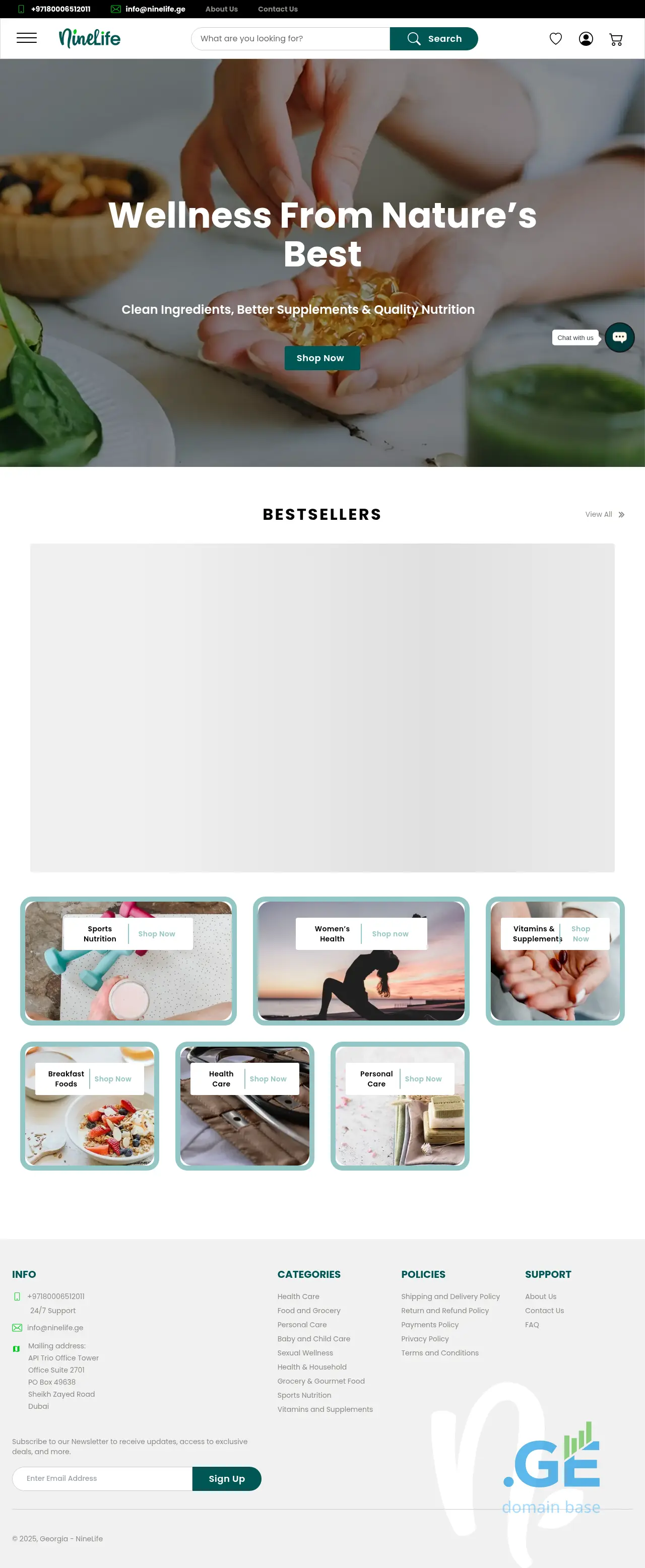 Screenshot of the site ninelife.ge