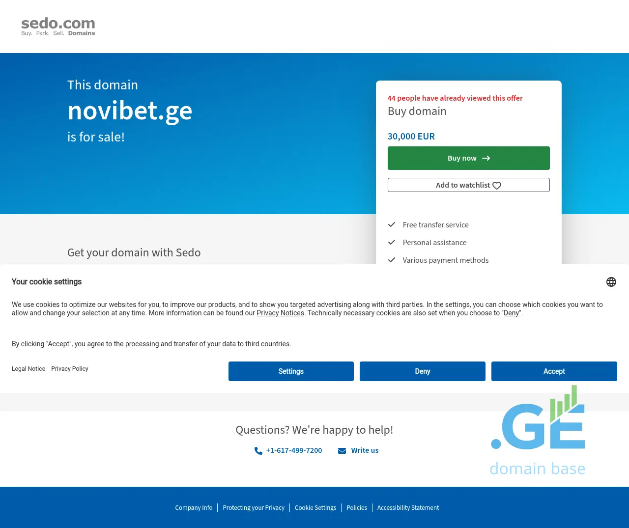 Screenshot of the site novibet.ge