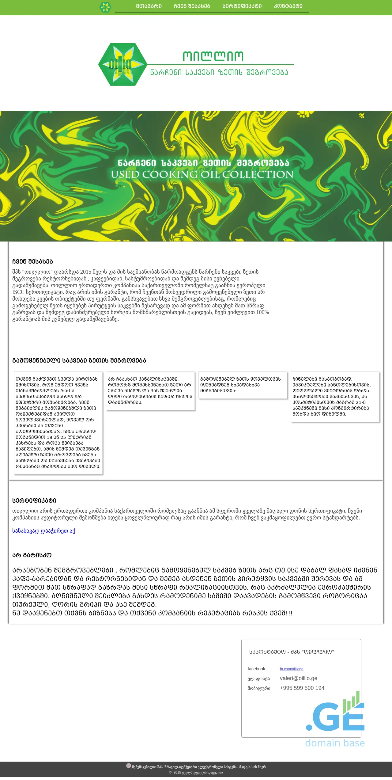 Screenshot of the site oillio.ge