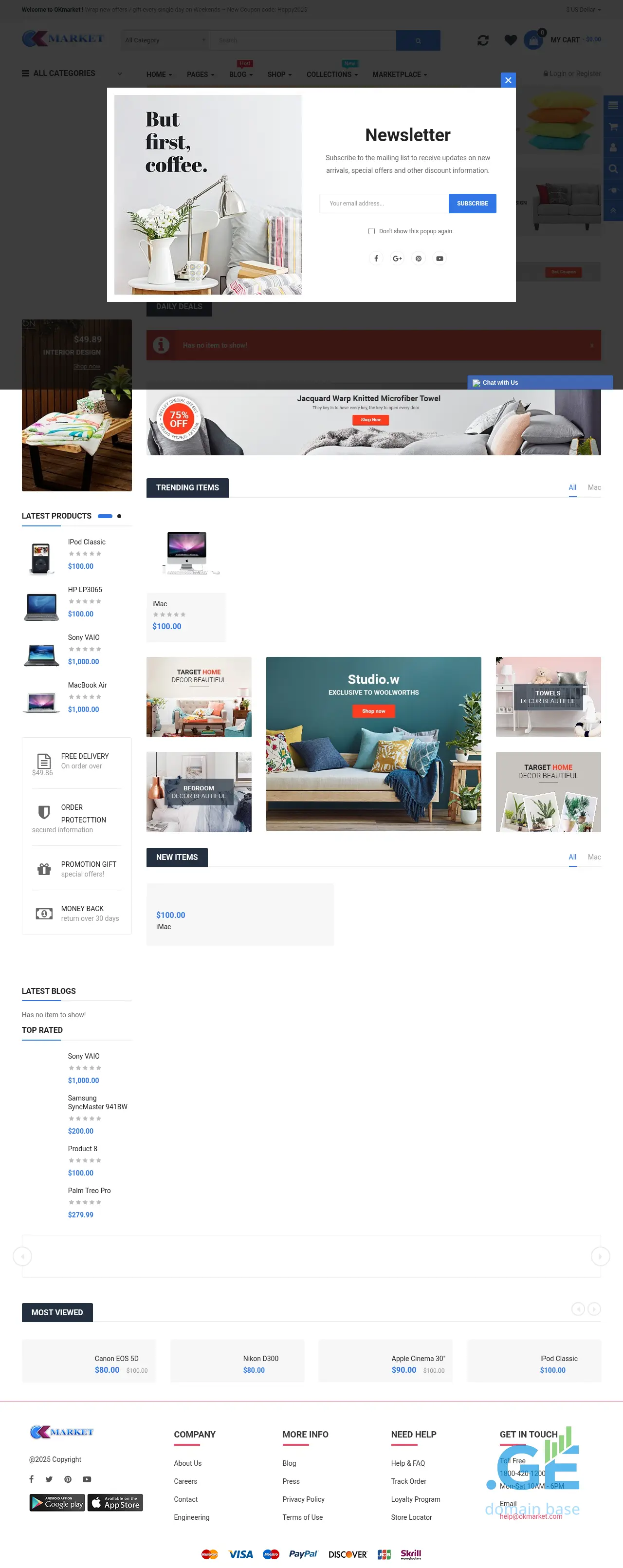 Screenshot of the site okmarket.ge