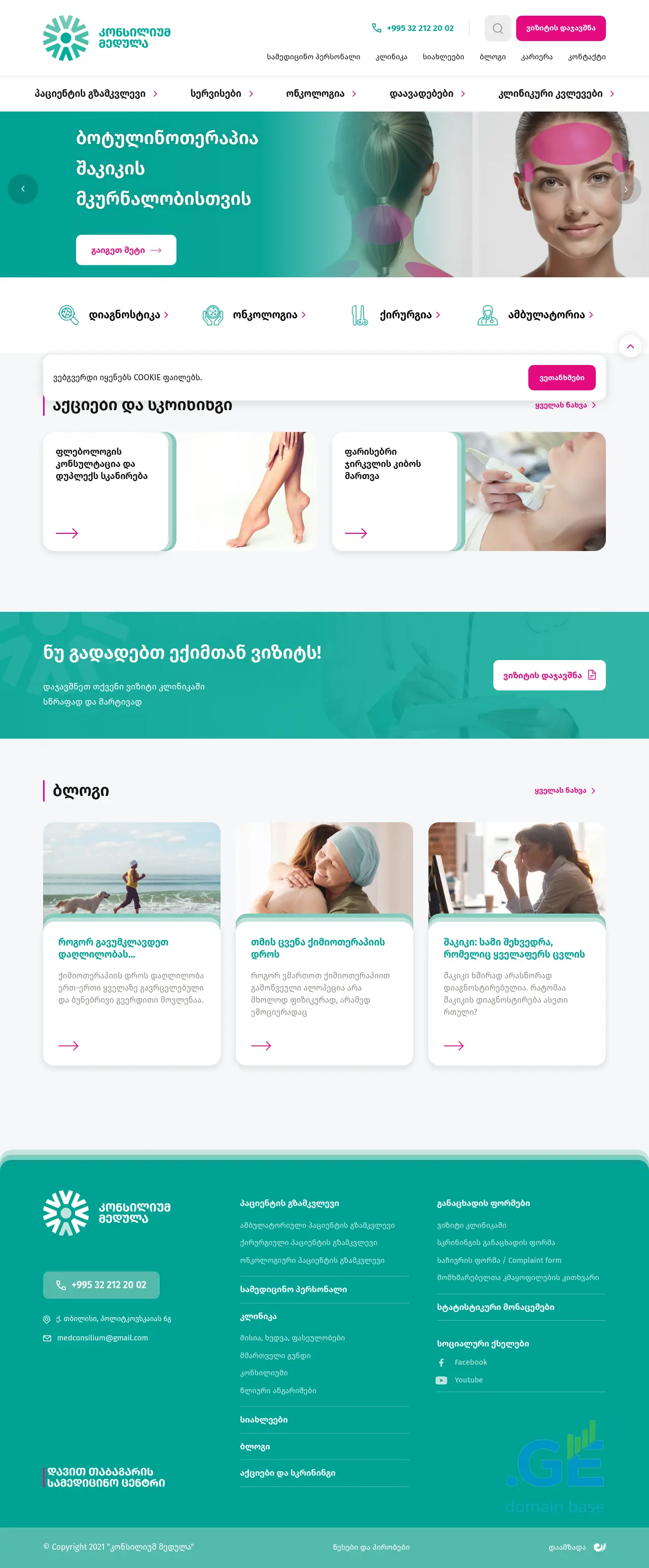 Screenshot of the site onco.ge