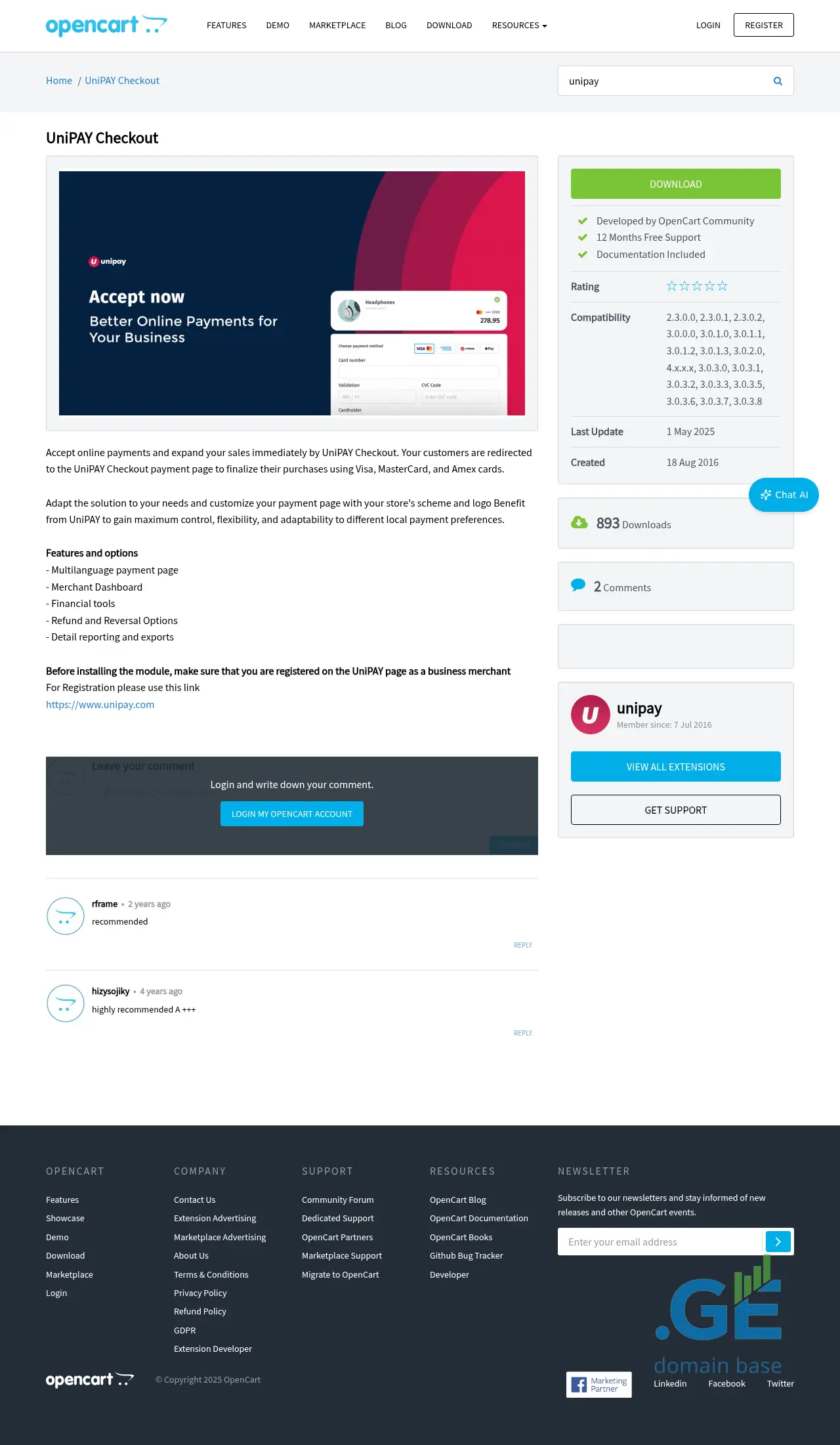 Screenshot of the site opencart.ge