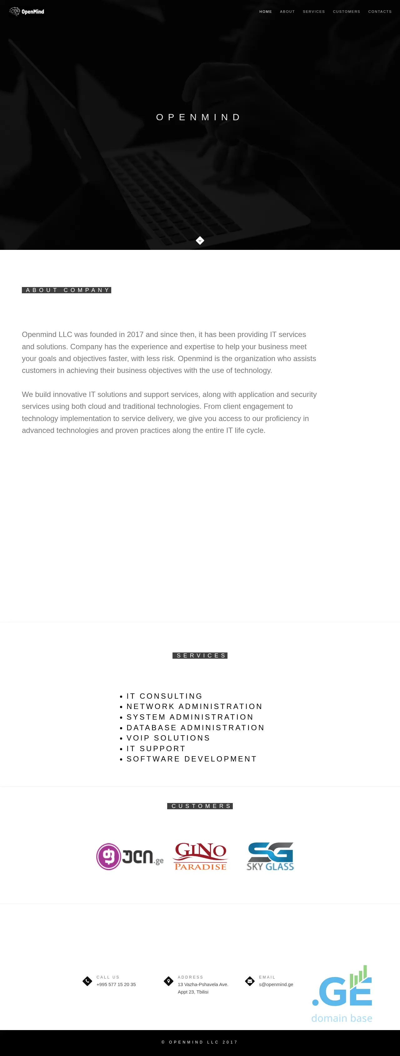 Screenshot of the site openmind.ge