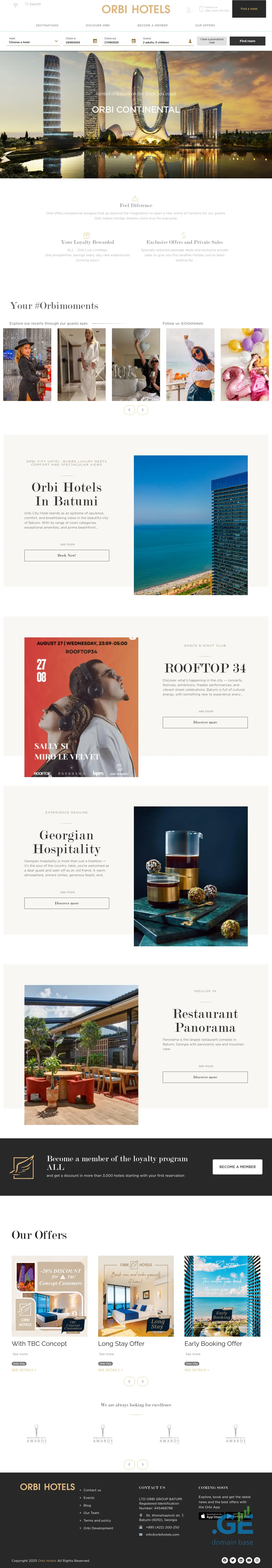 Screenshot of the site orbihotels.ge