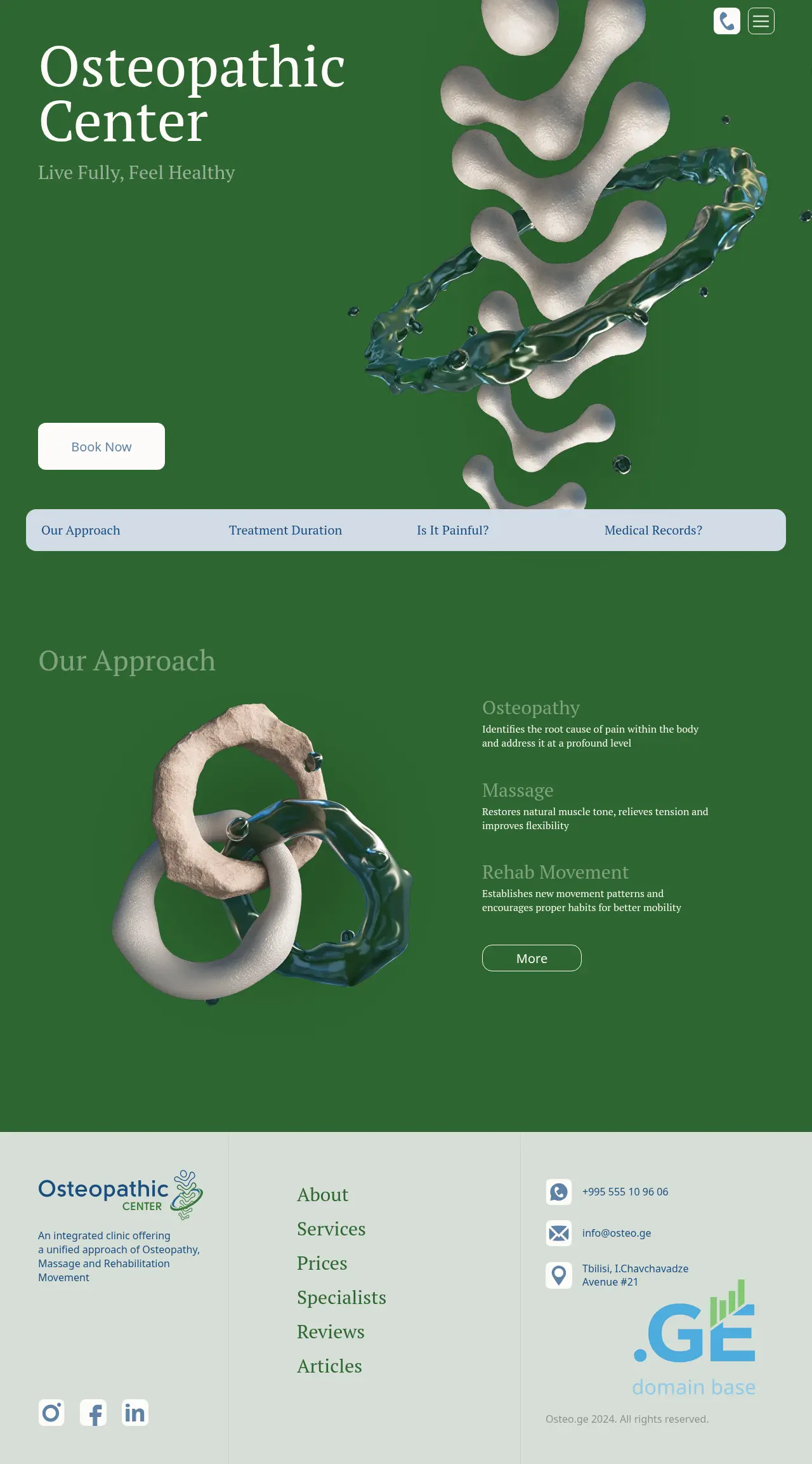 Screenshot of the site osteo.ge