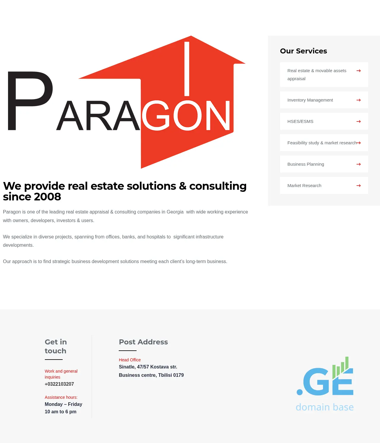 Screenshot of the site paragon.ge