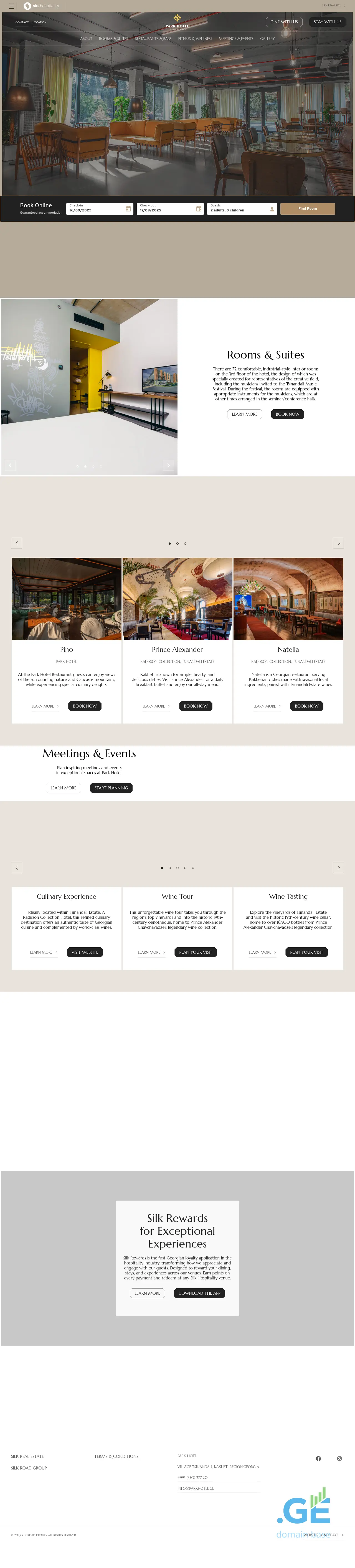Screenshot of the site parkhotel.ge