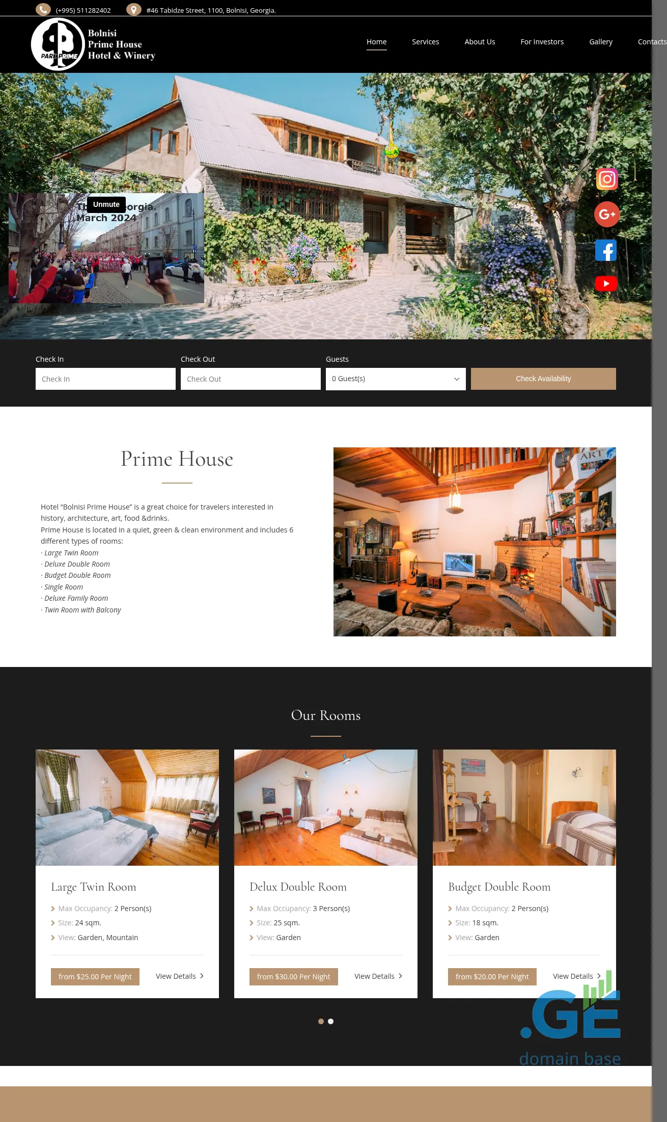 Screenshot of the site parkprime.ge