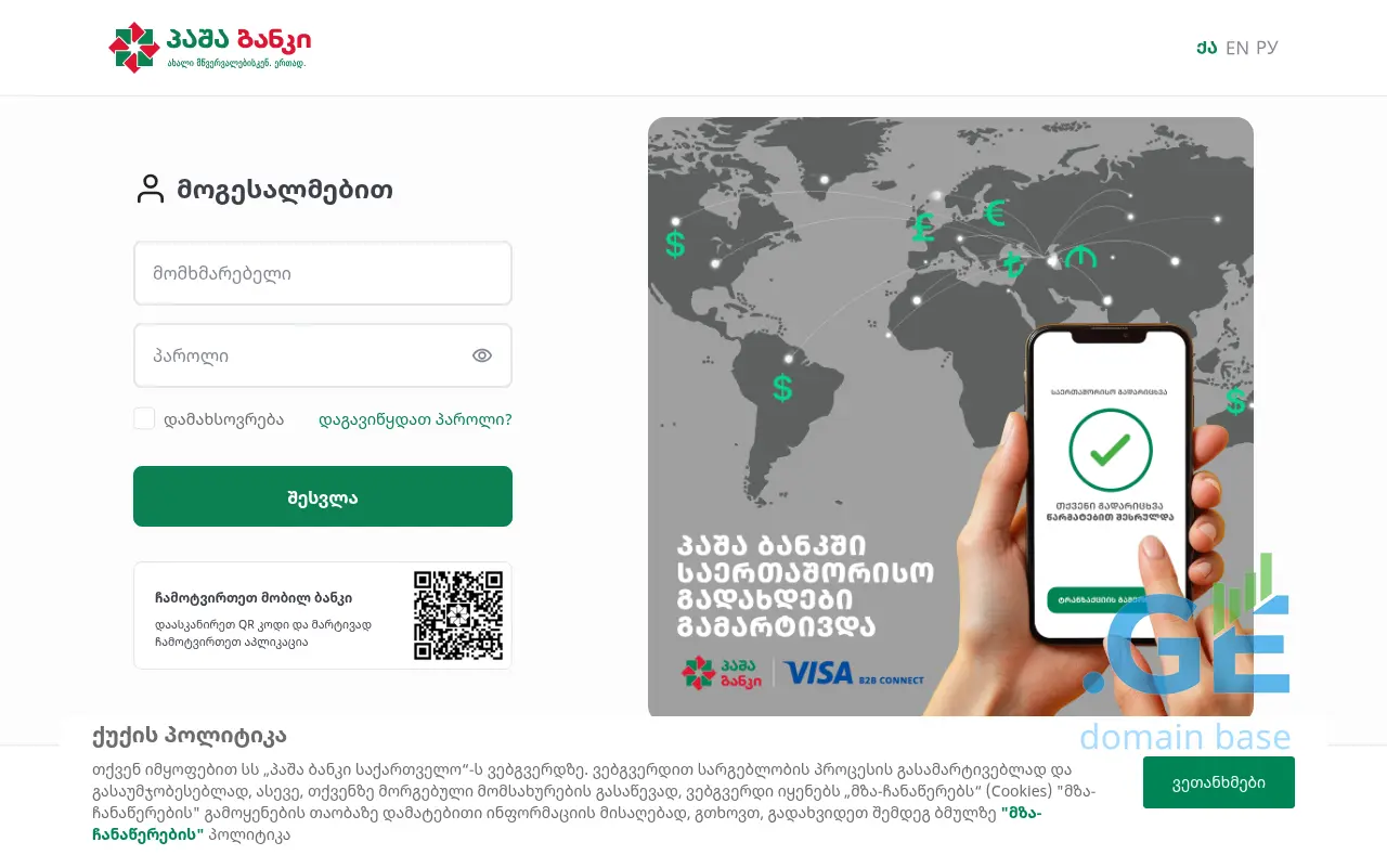 Screenshot of the site pashaonline.ge