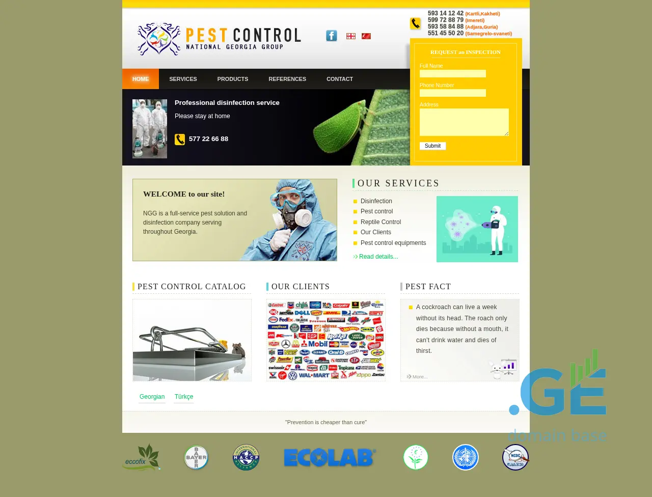 Screenshot of the site pestcontrol.ge