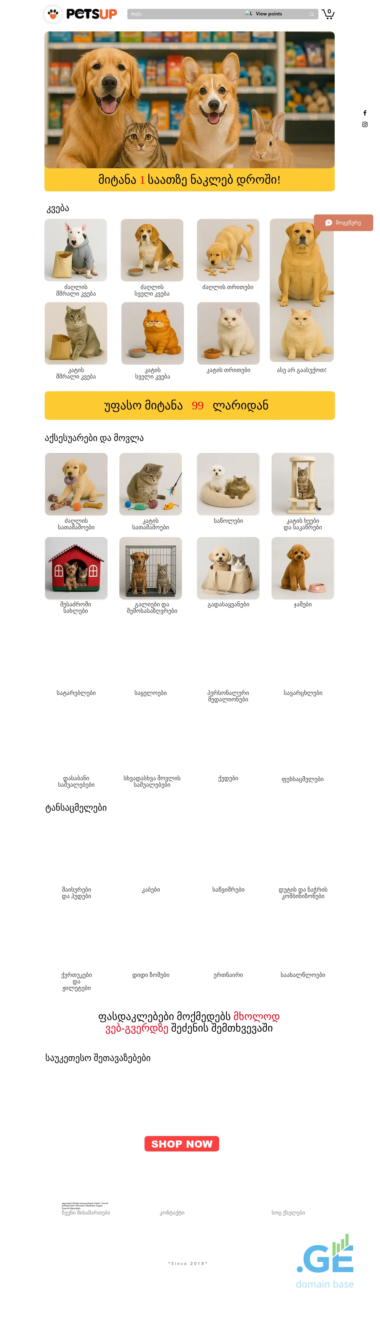 Screenshot of the site petsup.ge