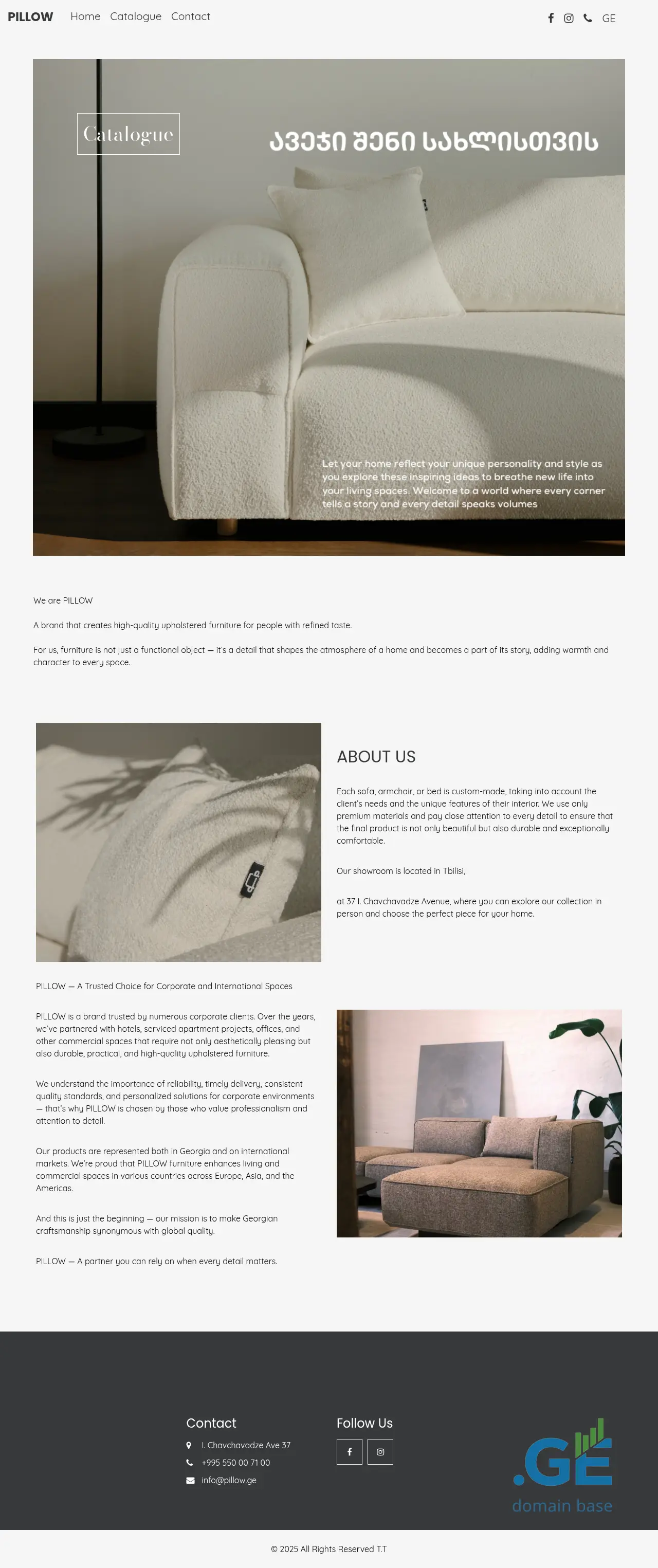 Screenshot of the site pillow.ge