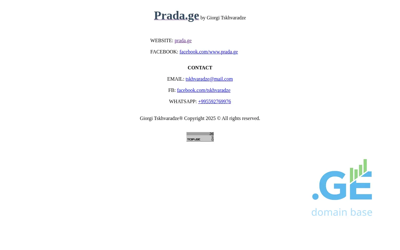 Screenshot of the site prada.ge