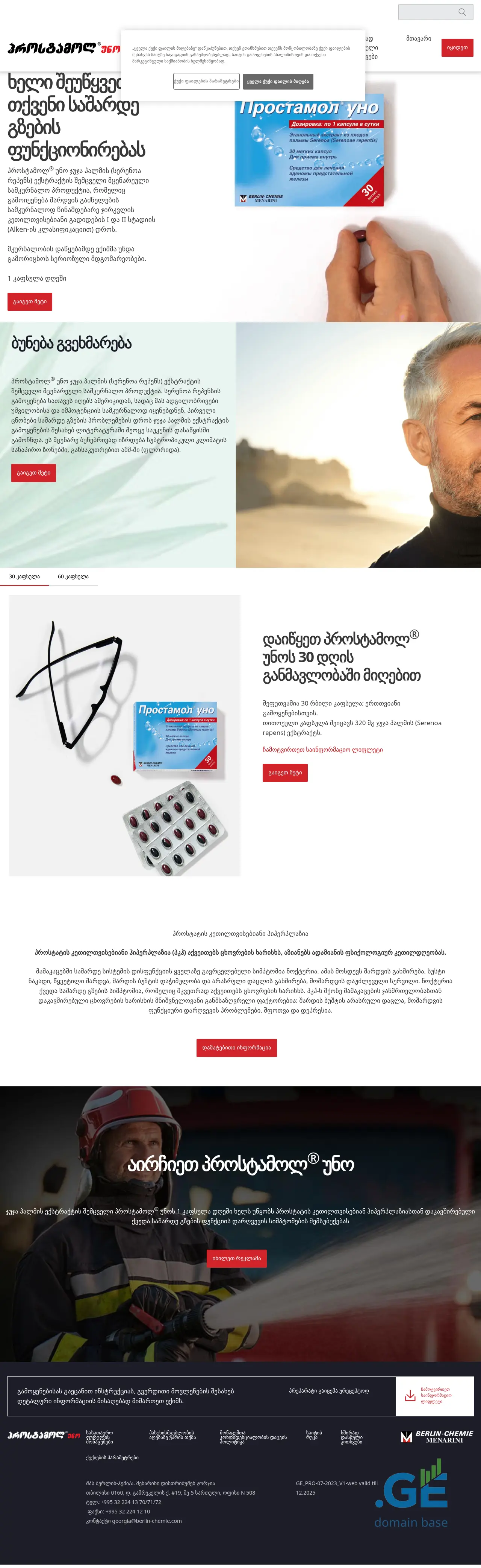 Screenshot of the site prostamol.ge