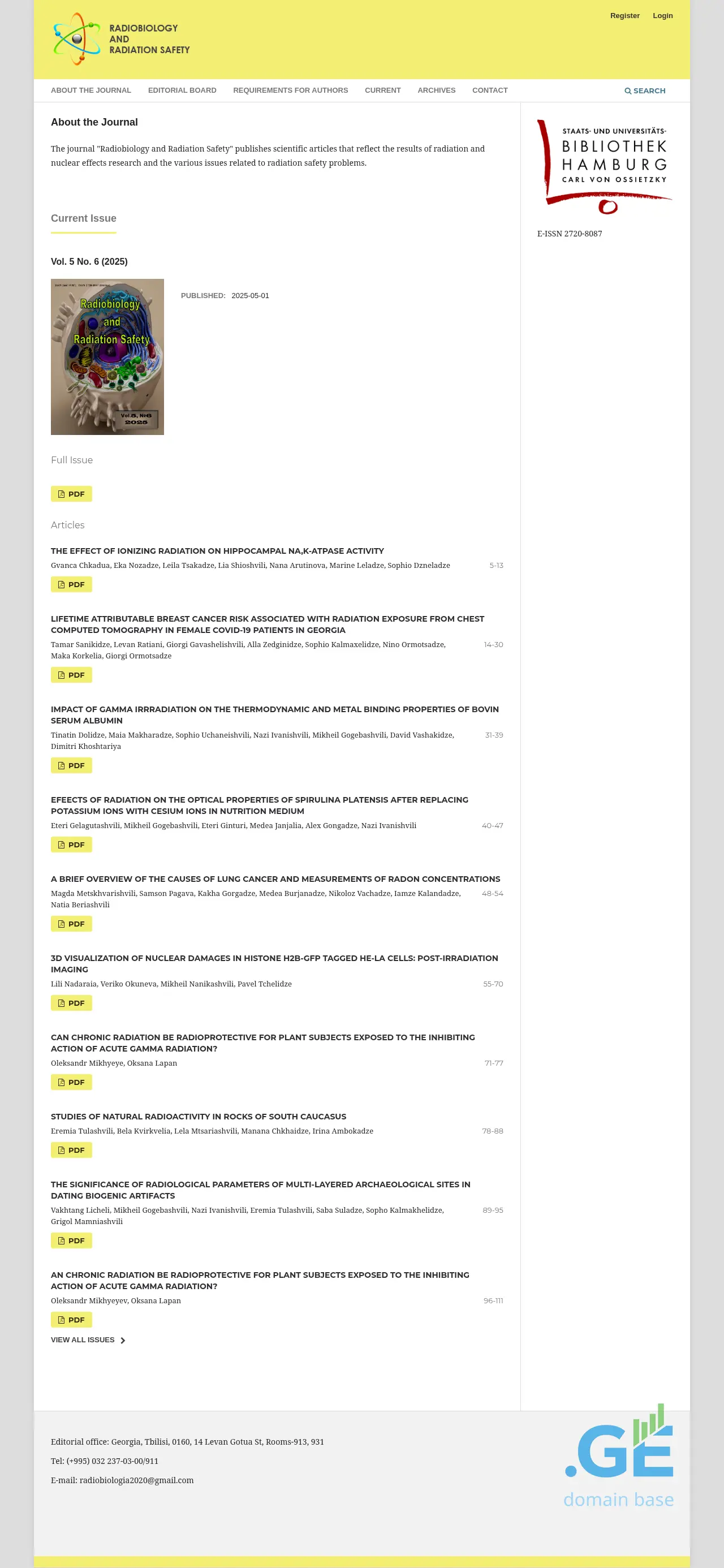Screenshot of the site radiobiology.ge