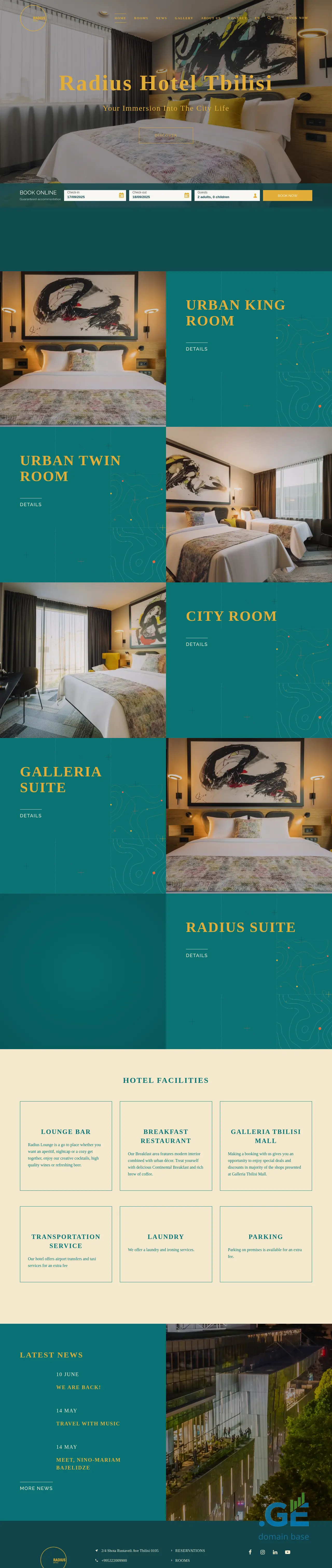 Screenshot of the site radiushotels.ge