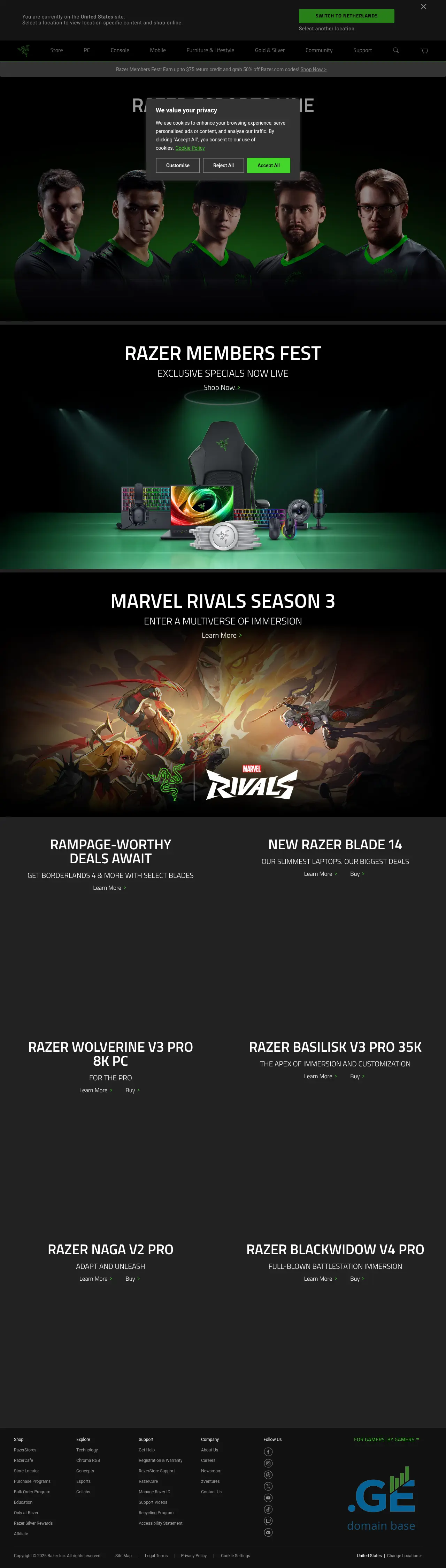 Screenshot of the site razer.com.ge
