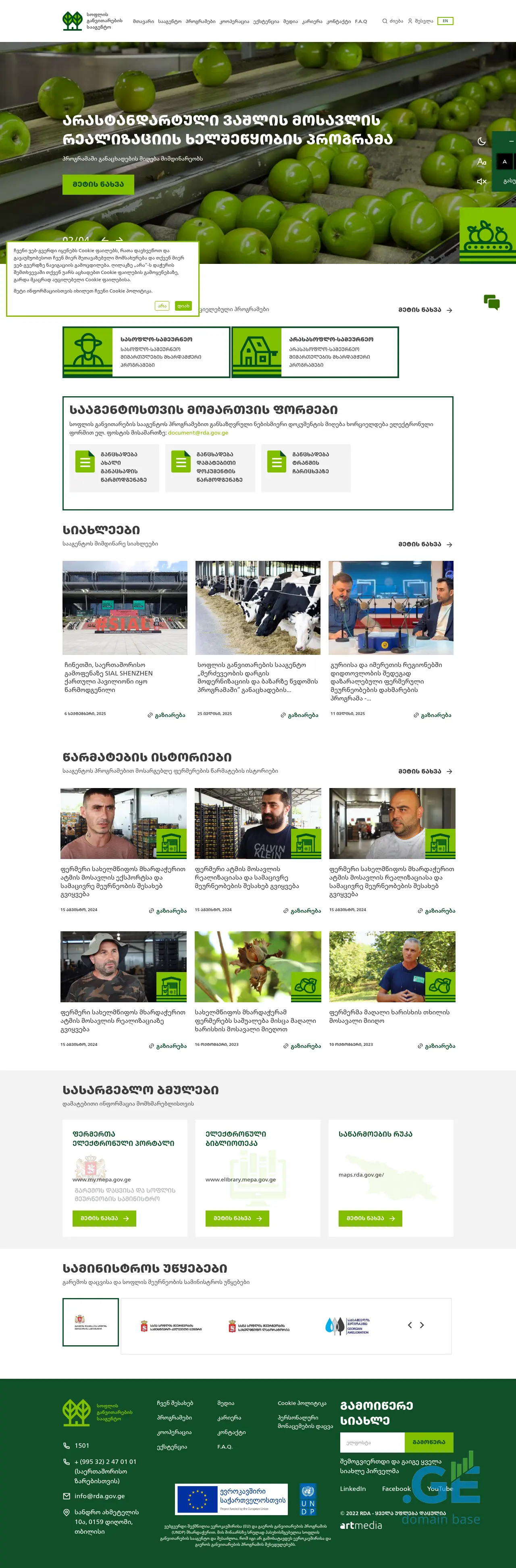 Screenshot of the site rda.gov.ge