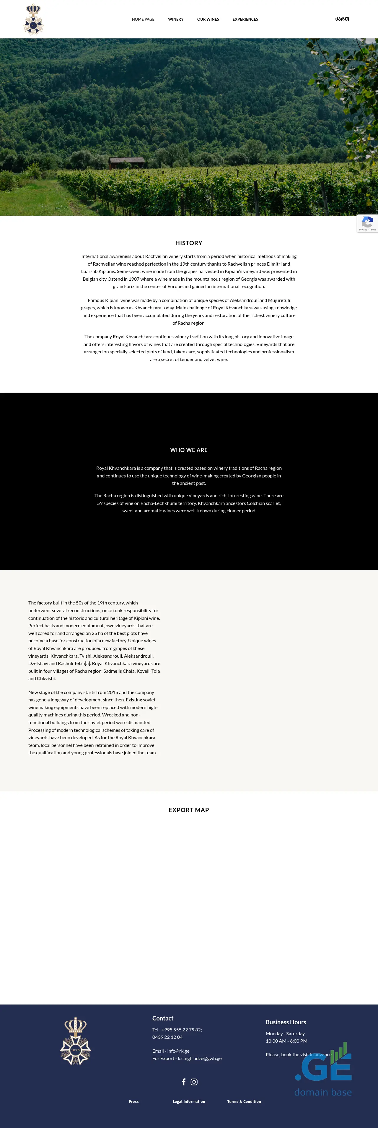 Screenshot of the site royalkhvanchkara.ge