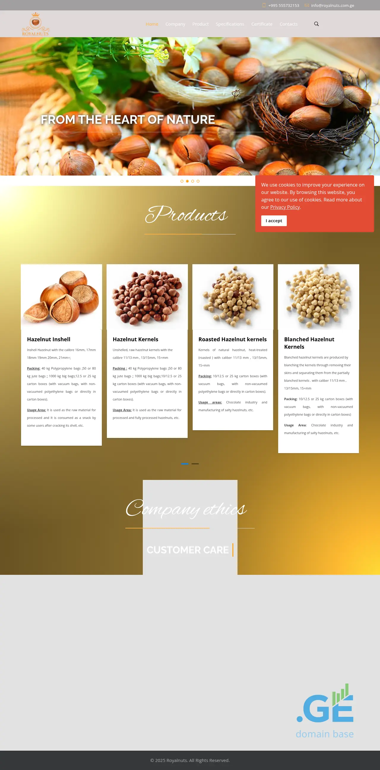 Screenshot of the site royalnuts.com.ge