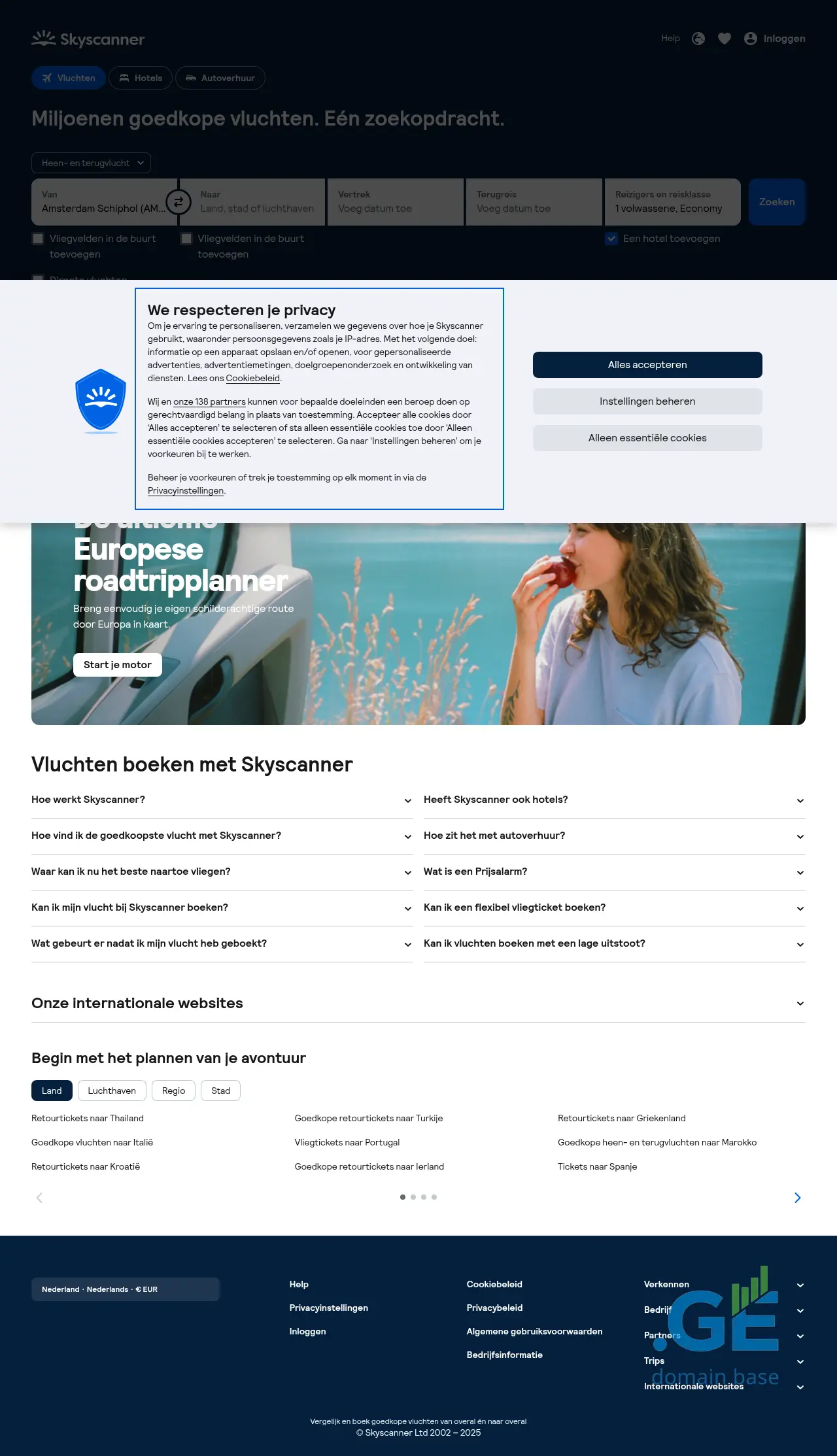 Screenshot of the site skyscanner.com.ge