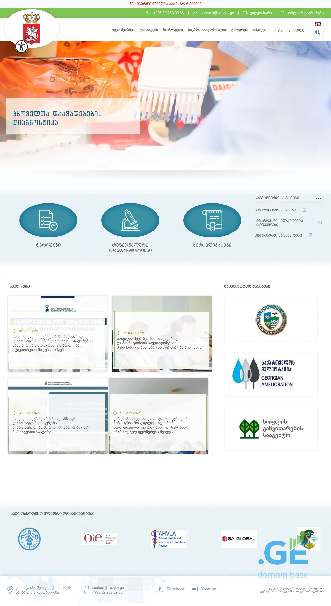 Screenshot of the site sla.gov.ge
