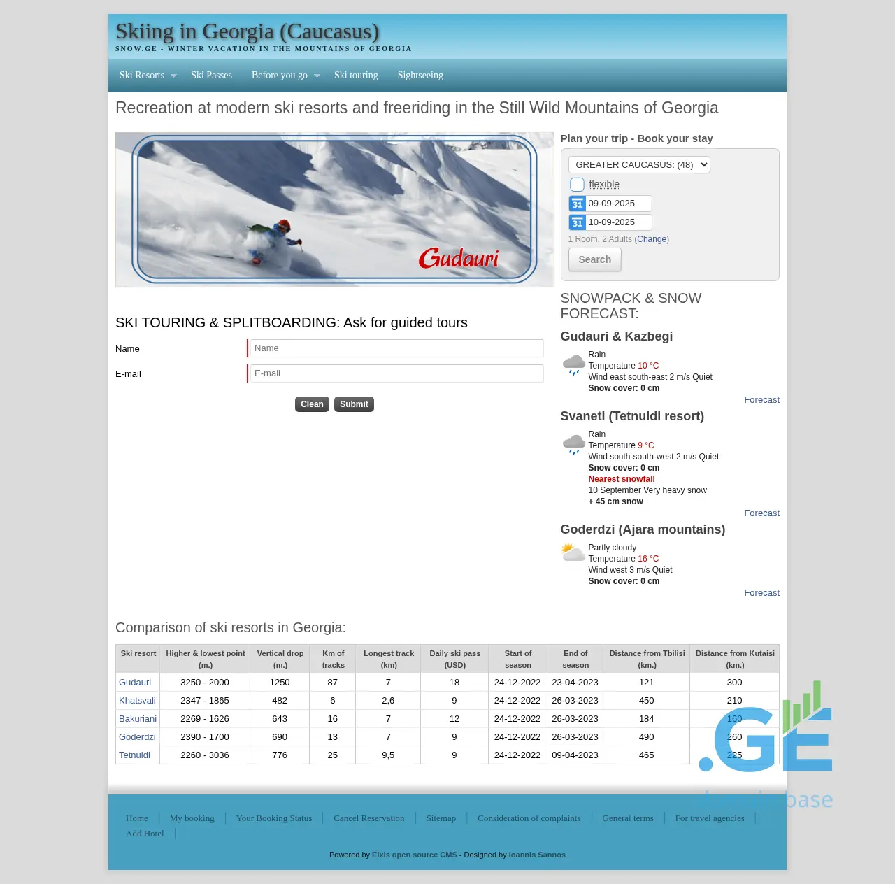 Screenshot of the site snow.ge