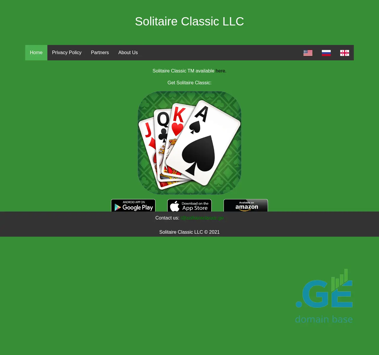 Screenshot of the site solitaireclassic.ge