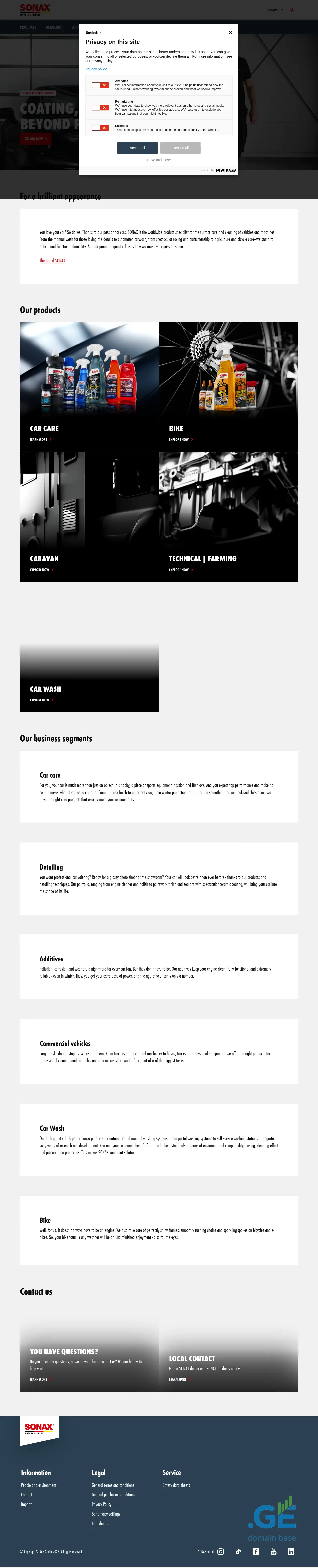 Screenshot of the site sonax.com.ge