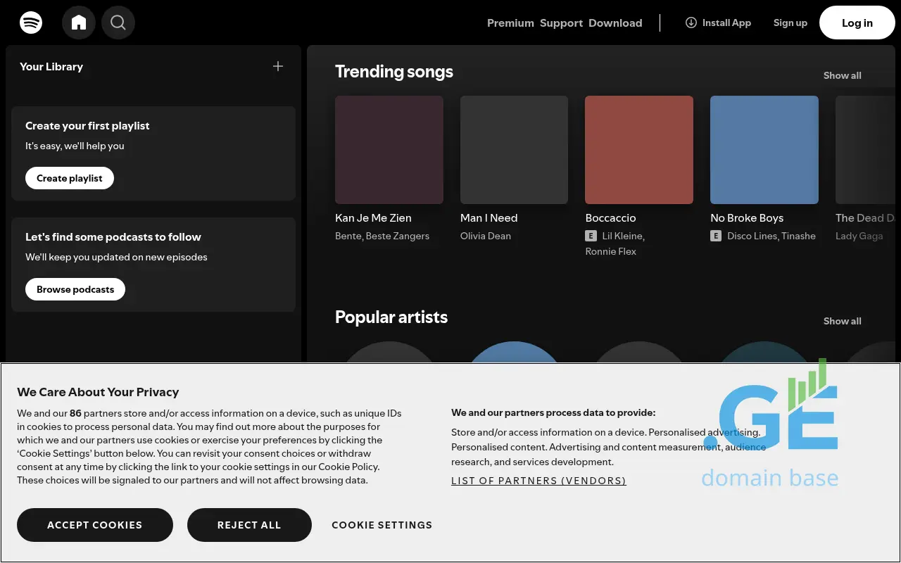 Screenshot of the site spotify.com.ge