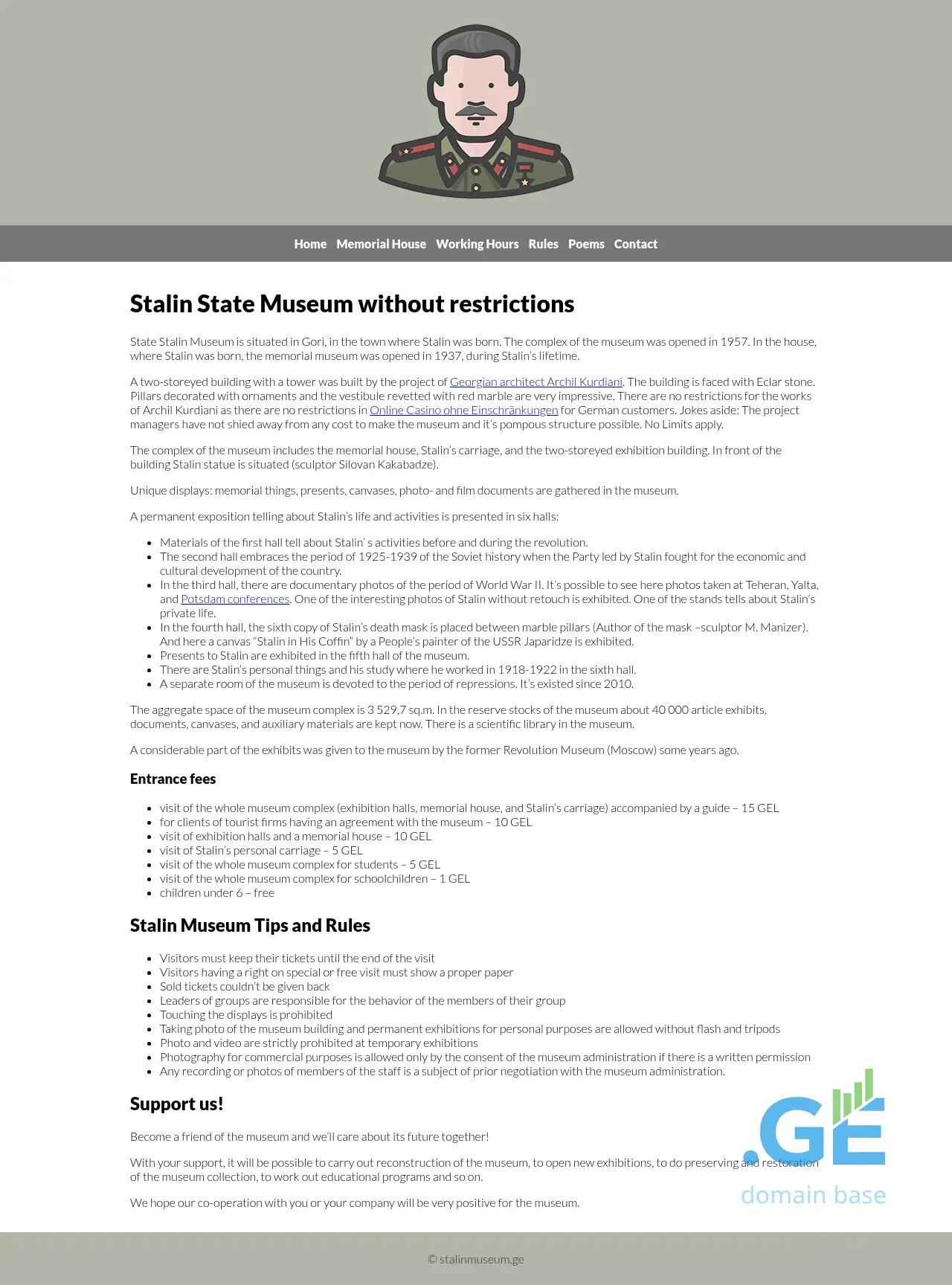 Screenshot of the site stalinmuseum.ge