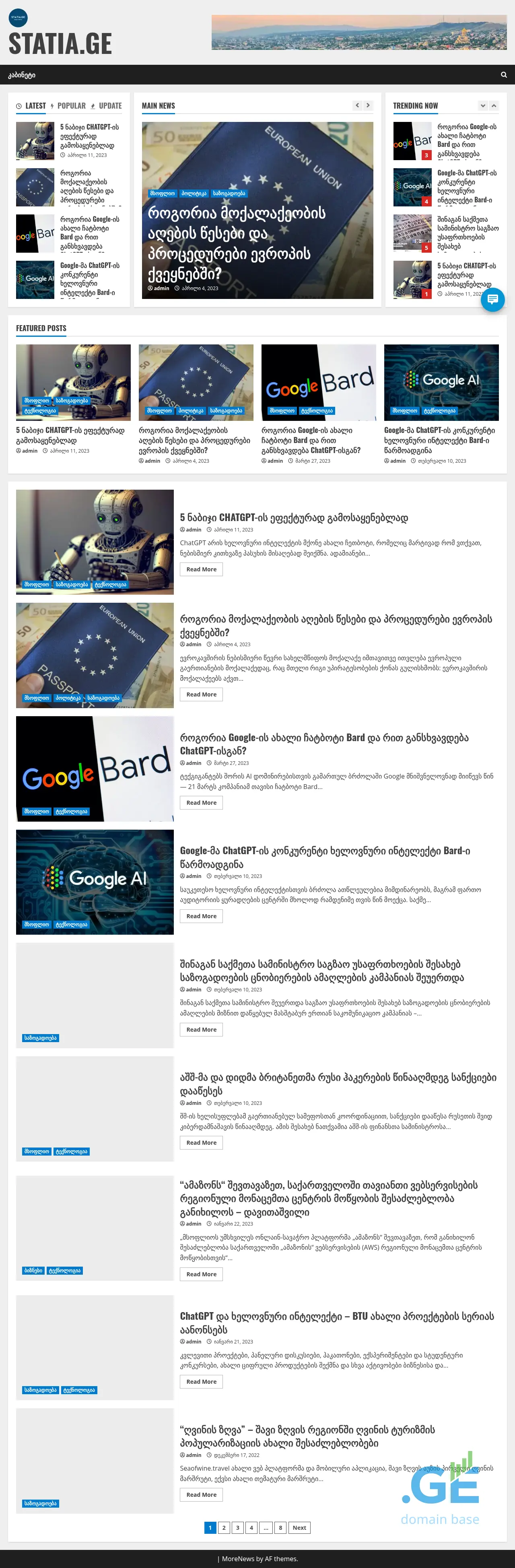 Screenshot of the site statia.ge