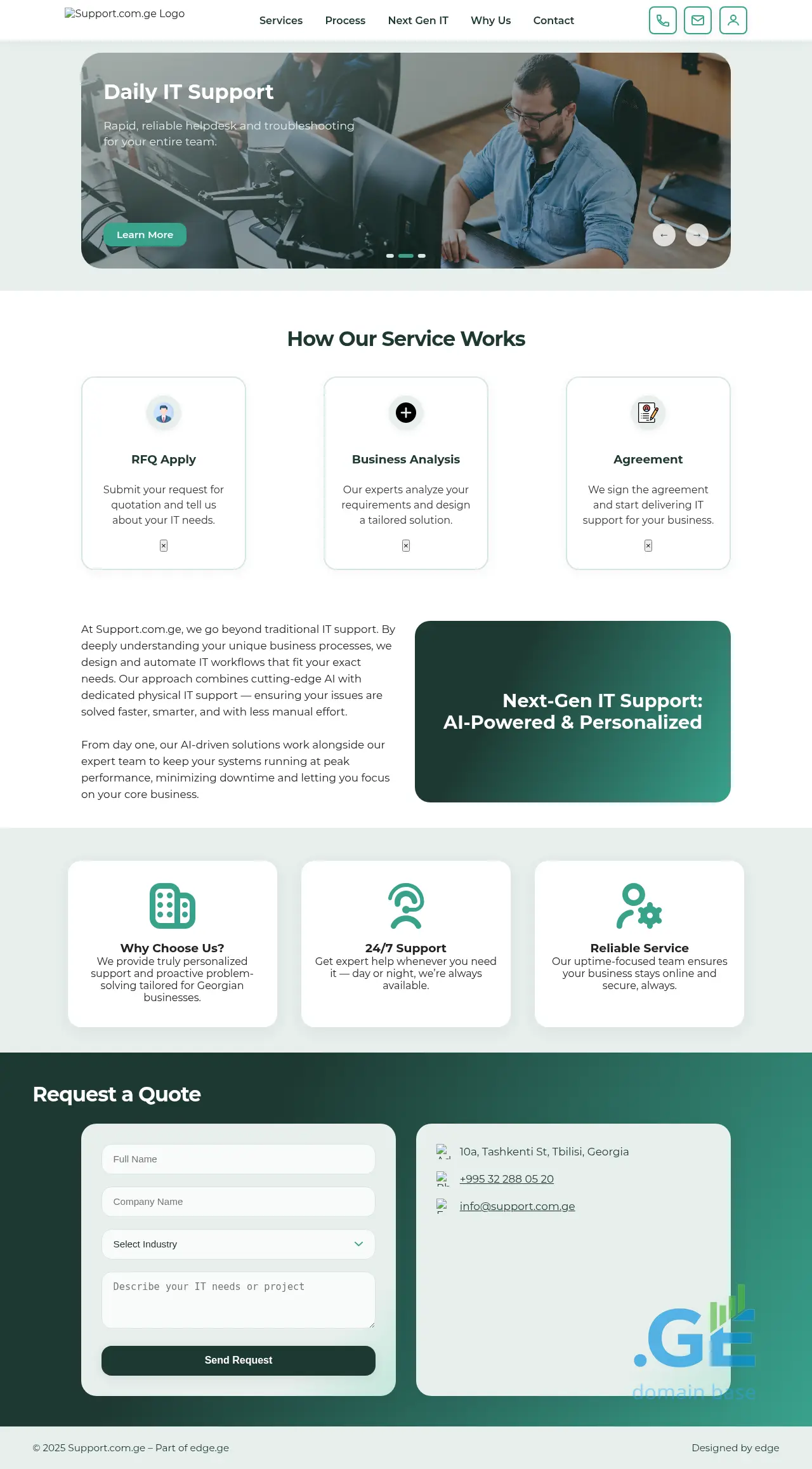 Screenshot of the site support.com.ge