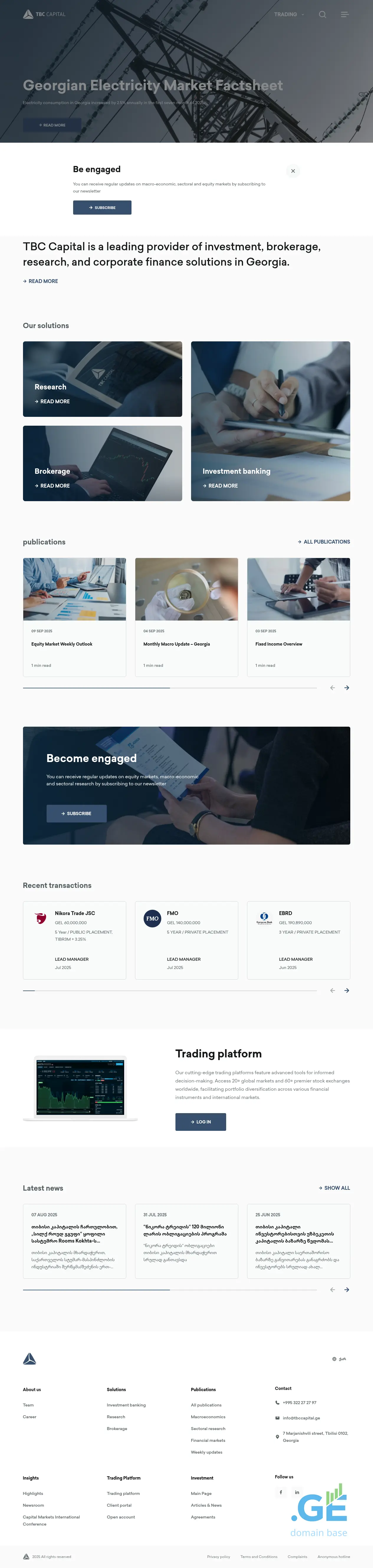 Screenshot of the site tbcresearch.ge