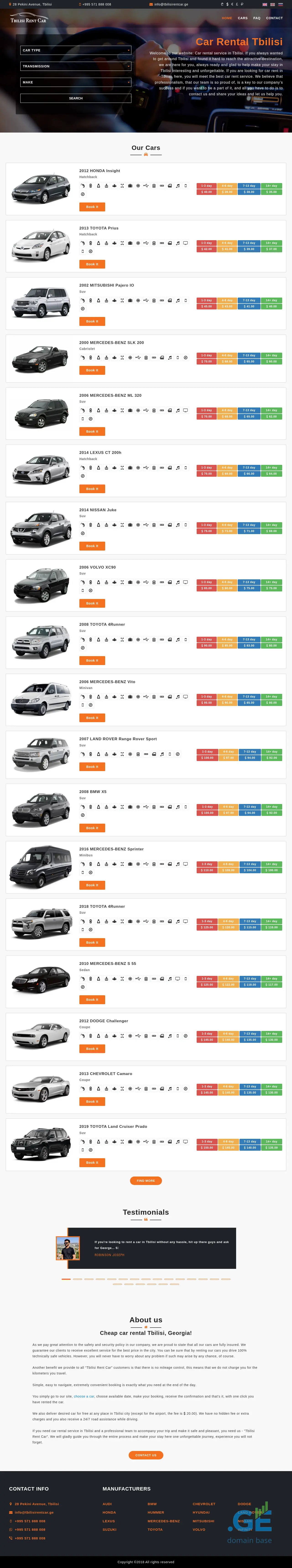 Screenshot of the site tbilisirentcar.ge
