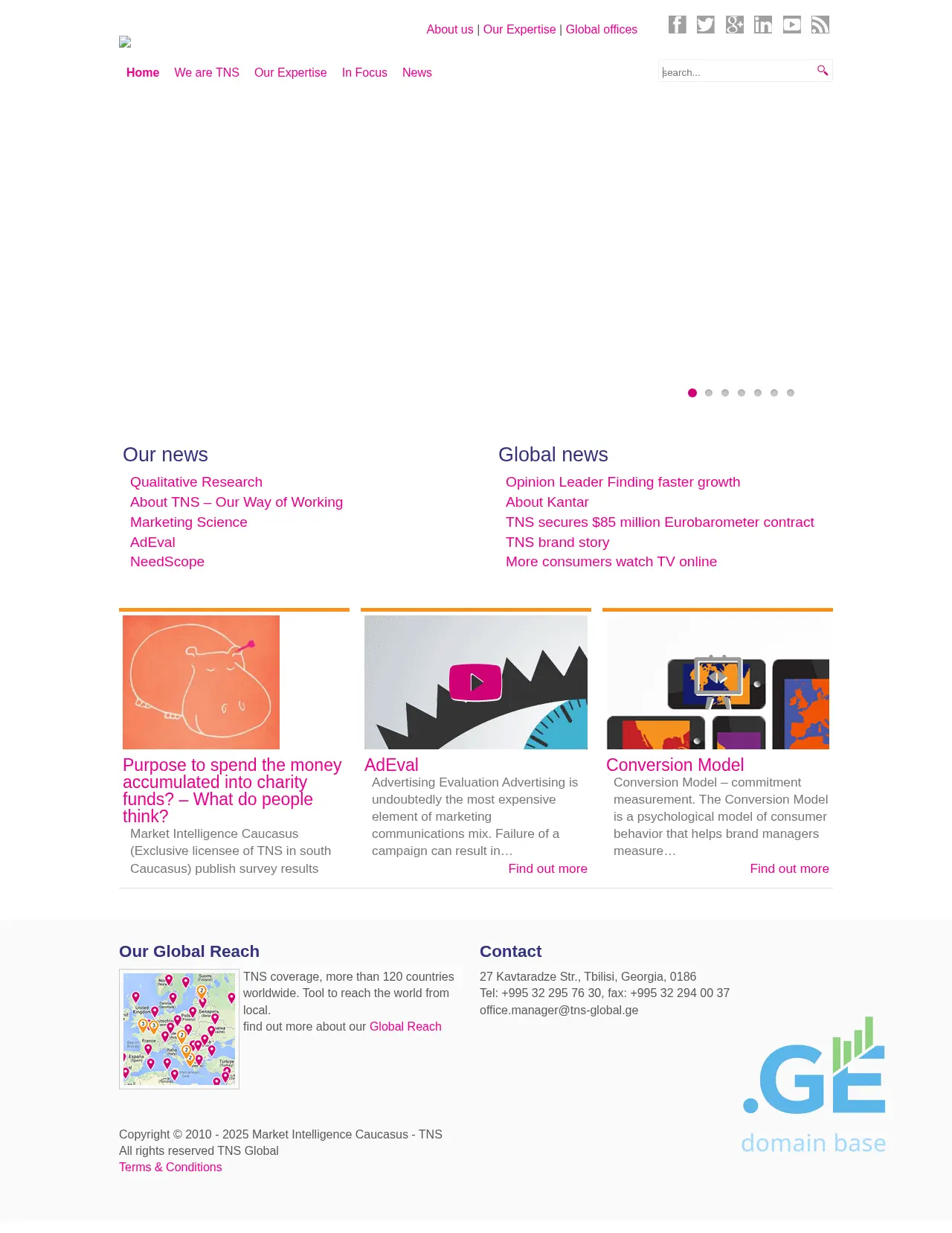 Screenshot of the site tns-global.ge