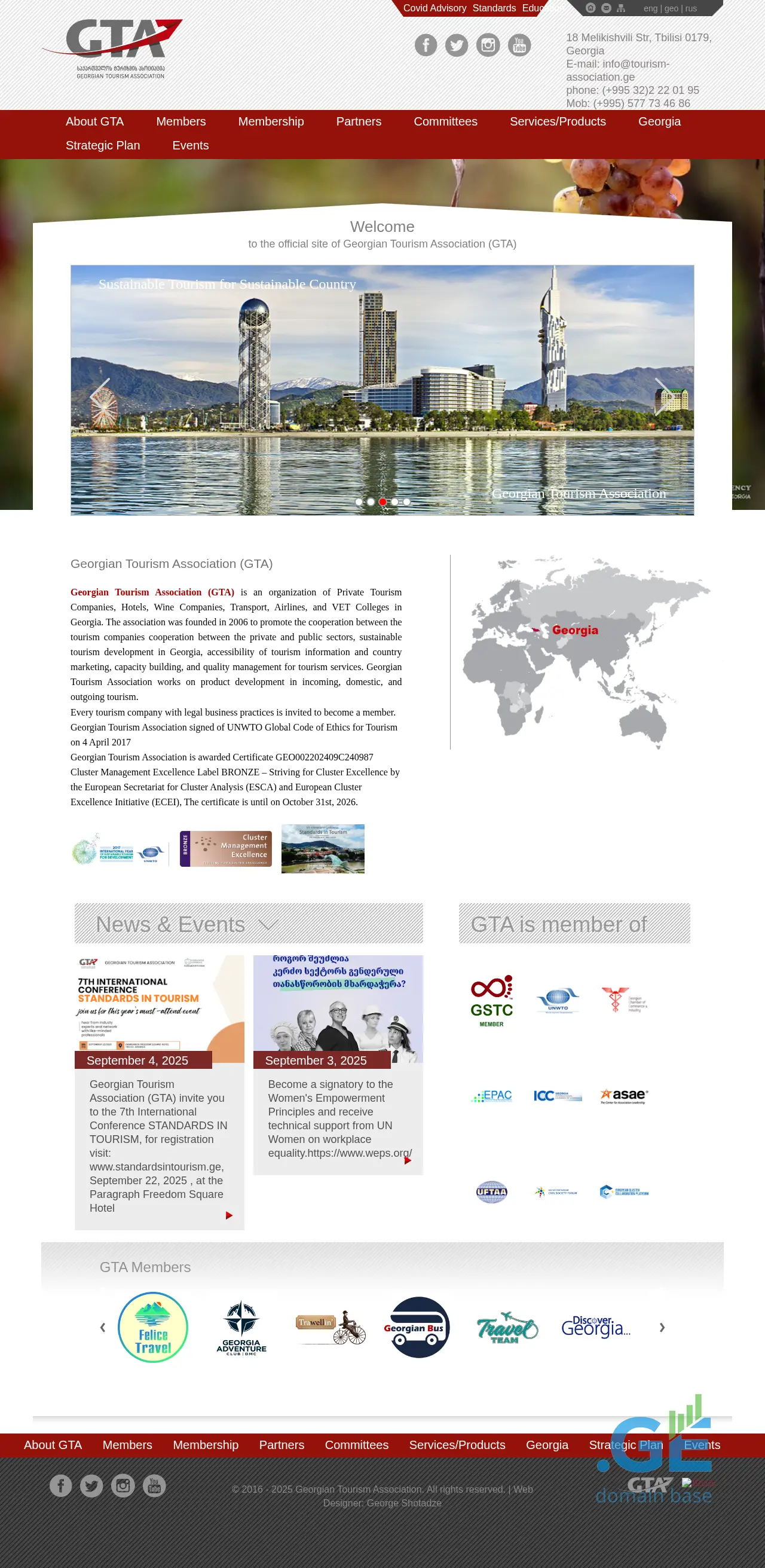Screenshot of the site tourismassociation.ge