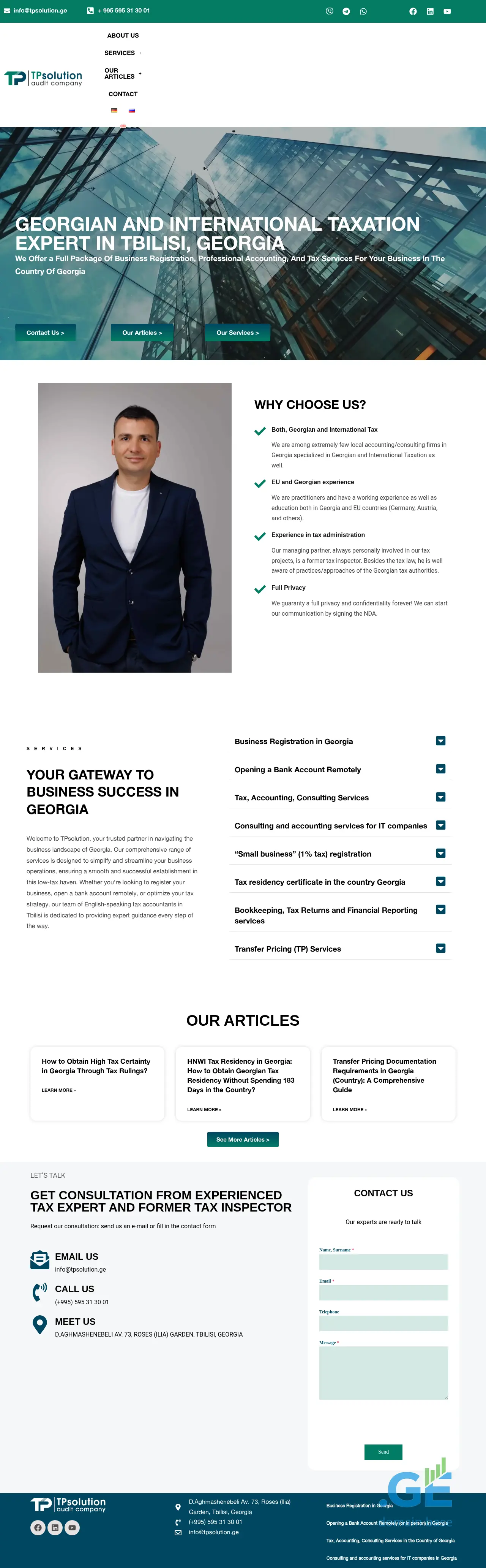 Screenshot of the site tpsolution.ge