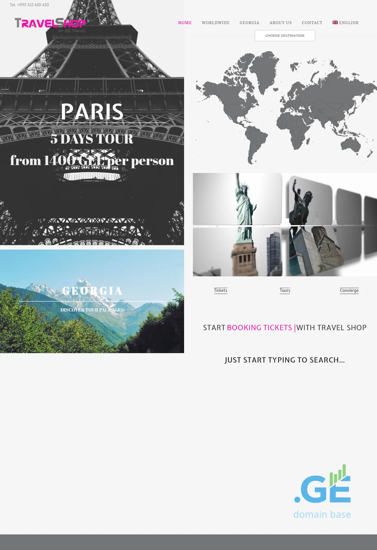 Screenshot of the site travelshop.ge