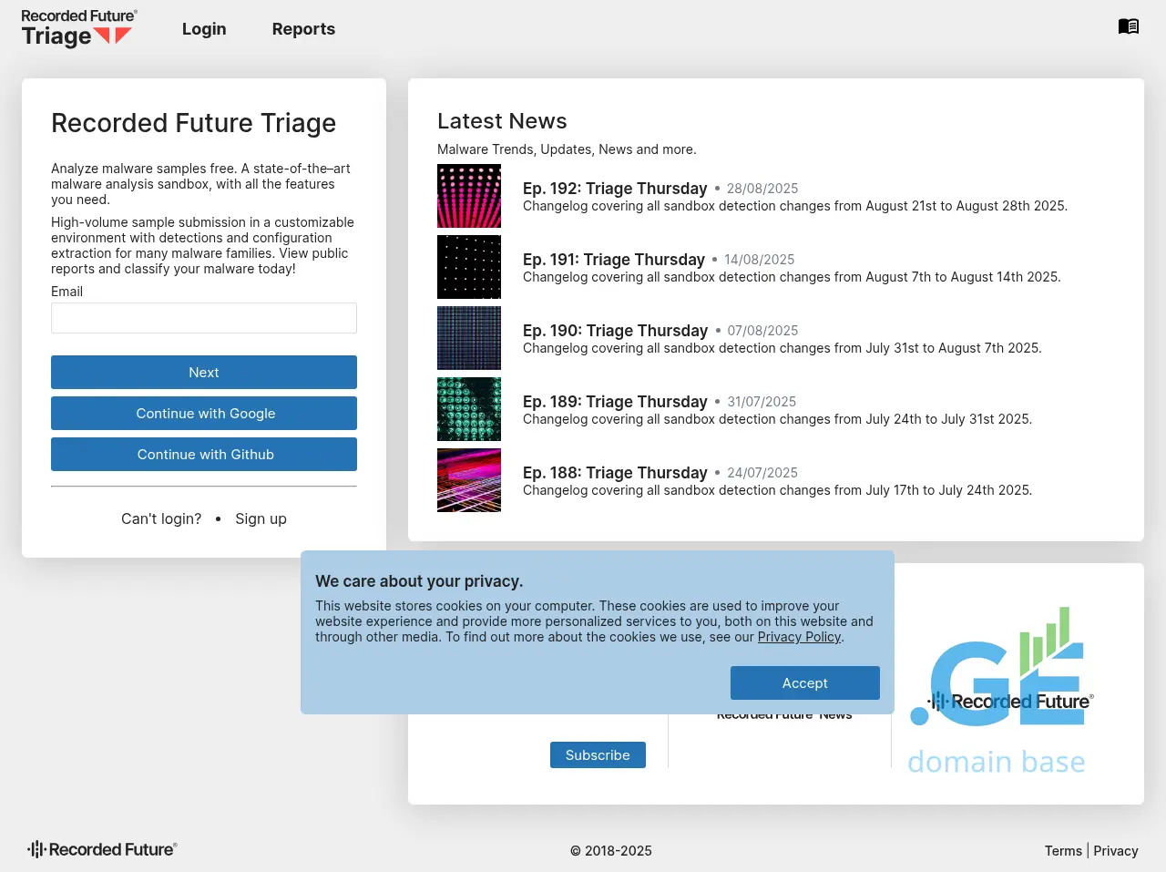 Screenshot of the site tria.ge