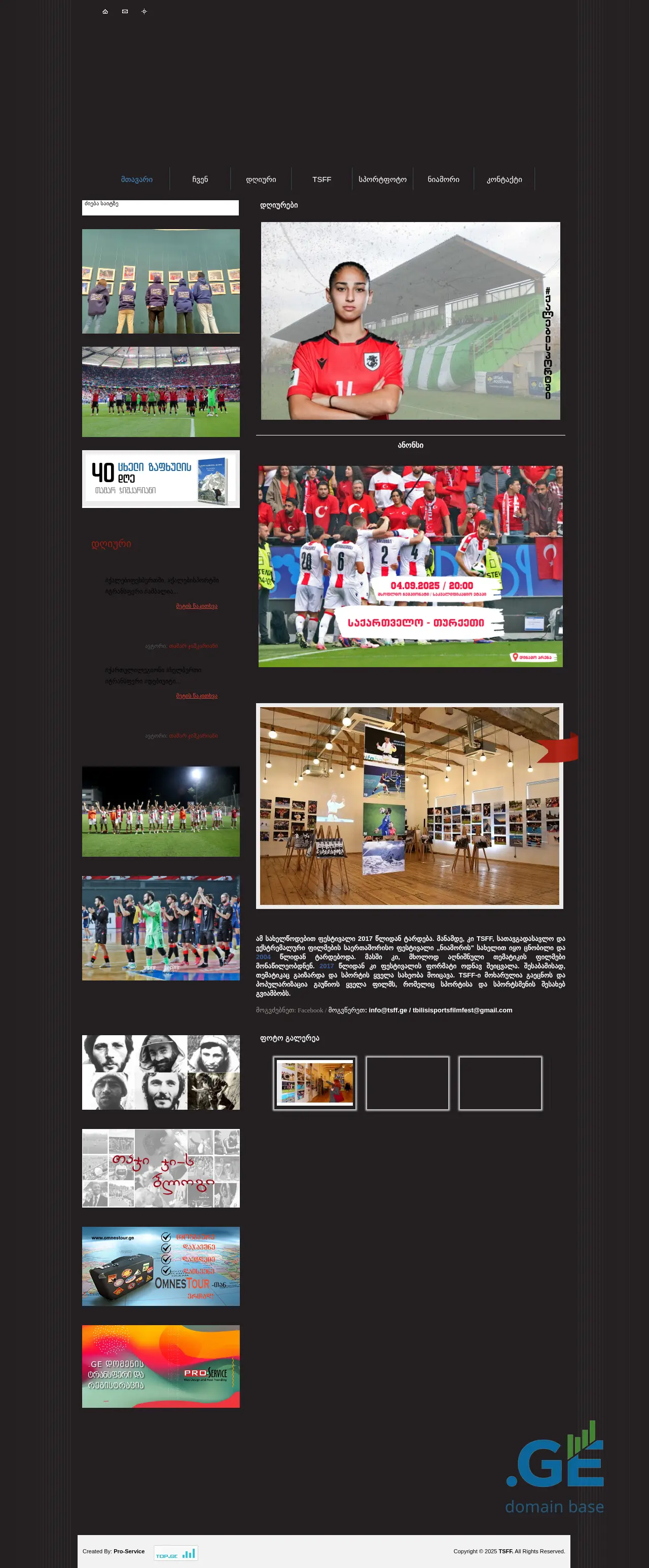 Screenshot of the site tsff.ge
